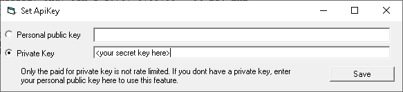 VT API Key dialog