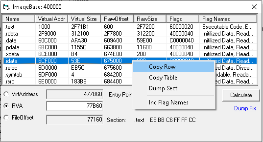 Offset Calculator dialog