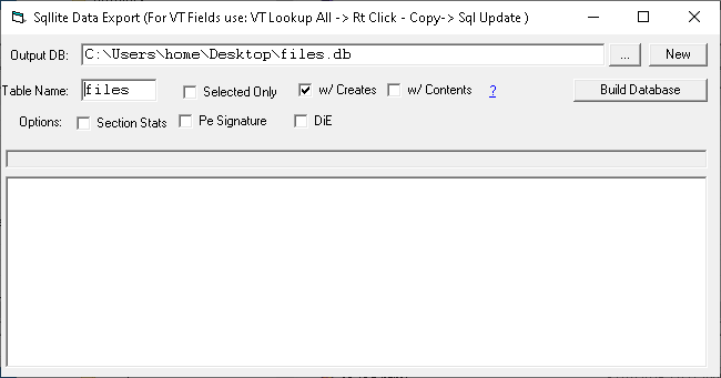 SQL Export dialog